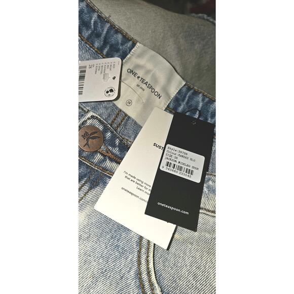 New FREE PEOPLE One Teaspoon Jackson Mid-Waist Shorts $108 SIZE 28 Kansas Blue - Picture 7 of 7